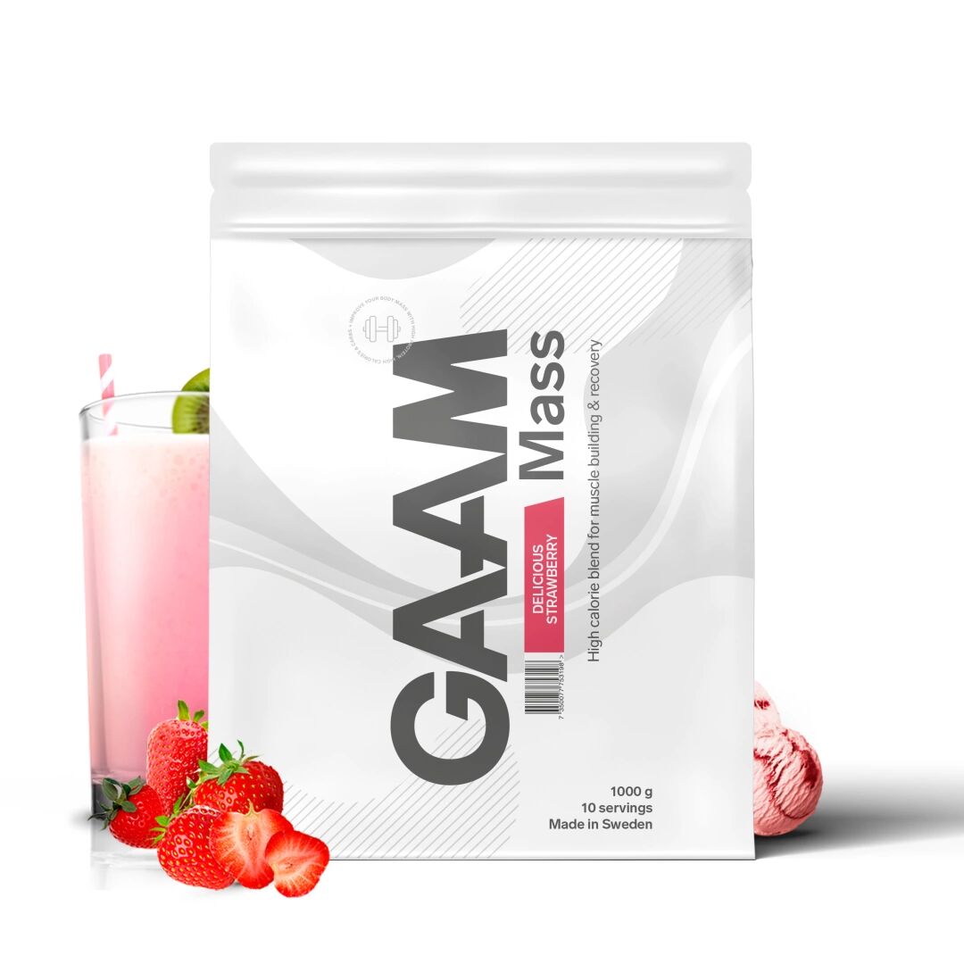 Gaam 100% Mass Premium, 1 Kg, Delicious Strawberry