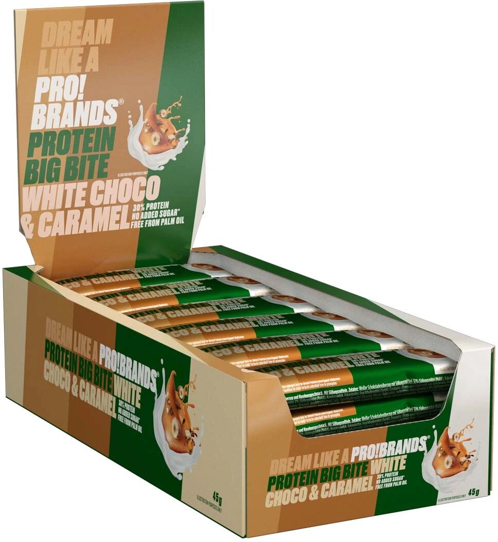 Pro Brands 24 X Pro Brands Big Bite, 45 G, White Choco & Caramel