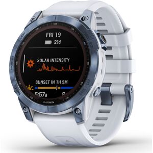 Garmin Fenix 7 Sapphire Solar, Vaaleansininen DLC-titaani ja vaaleanharmaa hihna 010-02540-25