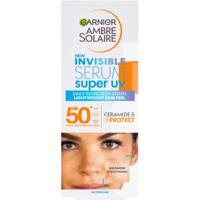 Garnier Super UV Näkymätön Serum SPF50+ - Auringonsuojavoidetta kasvoille Garnier Super UV Näkymätön Serum SPF50+ - Auringonsuojavoidetta kasvoille