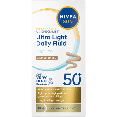 NIVEA Sun SPF 50+ Väritetty päivittäinen kasvovoide - Aurinkosuoja NIVEA Sun SPF 50+ Väritetty päivittäinen kasvovoide - Aurinkosuoja
