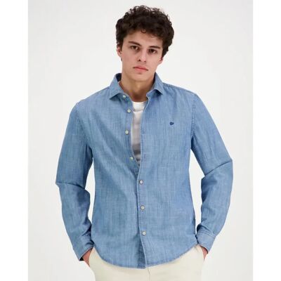 Superdry Essentials chambray l/s kauluspaita - Miehet - Size: L Superdry Essentials chambray l/s kauluspaita - Miehet - Size: L