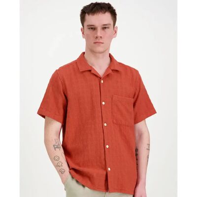 Knowledge cotton apparel Organic Cotton Structure Shirt lyhythihainen kauluspaita - Miehet - Size: M Knowledge cotton apparel Organic Cotton Structure Shirt lyhythihainen kauluspaita - Miehet - Size: M