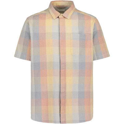 Knowledge cotton apparel Loose fit ss seersucker checkered lyhythihainen kauluspaita - Miehet - Size: XL Knowledge cotton apparel Loose fit ss seersucker checkered lyhythihainen kauluspaita - Miehet - Size: XL