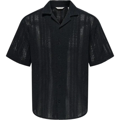 ONLY & SONS Onsdani crochet resort kauluspaita - Miehet - Size: L ONLY & SONS Onsdani crochet resort kauluspaita - Miehet - Size: L