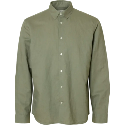 SELECTED Slhregclay linenblend ls shirt pitkähihainen pellavakauluspaita - Miehet - Size: M SELECTED Slhregclay linenblend ls shirt pitkähihainen pellavakauluspaita - Miehet - Size: M