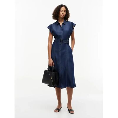 Tommy Hilfiger mekko Volant Midi - Naiset - Size: 38 Tommy Hilfiger mekko Volant Midi - Naiset - Size: 38