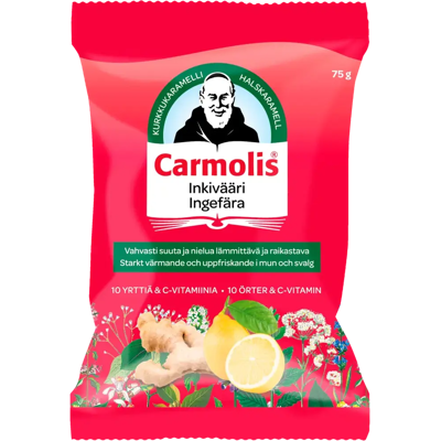 Carmolis Inkivääri yrttikaramelli 72 g Carmolis Inkivääri yrttikaramelli 72 g