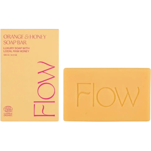 Flow Cosmetics Orange & Honey -palasaippua kasvoille käsille vartalolle ja sheivaukseen 120g Flow Cosmetics Orange & Honey -palasaippua kasvoille käsille vartalolle ja sheivaukseen 120g