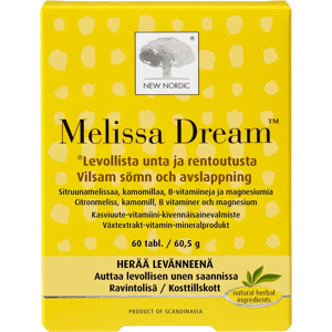 New Nordic Melissa Dream™ravintolisä 60 tabl./ 85 g - Size: 60 tabl New Nordic Melissa Dream™ravintolisä 60 tabl./ 85 g - Size: 60 tabl