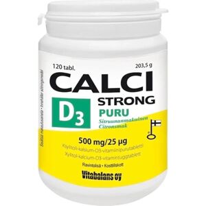 Vitabalans Calci Strong + D3 puru 120 tabl. kalsium-D3-vitamiinipurutabletti Vitabalans Calci Strong + D3 puru 120 tabl. kalsium-D3-vitamiinipurutabletti