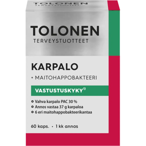 Tolonen Karpalo +maitohappobakteeri 60kaps Tolonen Karpalo +maitohappobakteeri 60kaps
