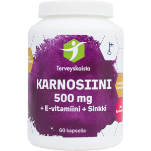 Terveyskaista Karnosiini + E-vitamiini + Sinkki 60 kaps. Terveyskaista Karnosiini + E-vitamiini + Sinkki 60 kaps.