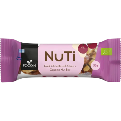 Foodin NUTI Dark Chocolate & Cherry luomu 35g Foodin NUTI Dark Chocolate & Cherry luomu 35g