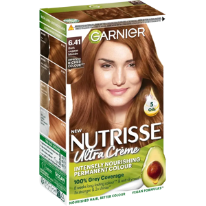 Garnier Nutrisse Ultra Créme 6.41 Dark Copper Blonde Tumma Kuparinvaalea kestoväri 1kpl Garnier Nutrisse Ultra Créme 6.41 Dark Copper Blonde Tumma Kuparinvaalea kestoväri 1kpl