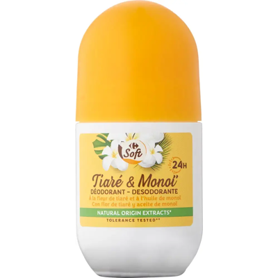 Carrefour Soft Tiaré & Monoï roll-on deodorantti 50 ml Carrefour Soft Tiaré & Monoï roll-on deodorantti 50 ml