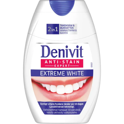 Denivit Extreme White 2 in 1 Hammastahna & Suuvesi 75ml Denivit Extreme White 2 in 1 Hammastahna & Suuvesi 75ml