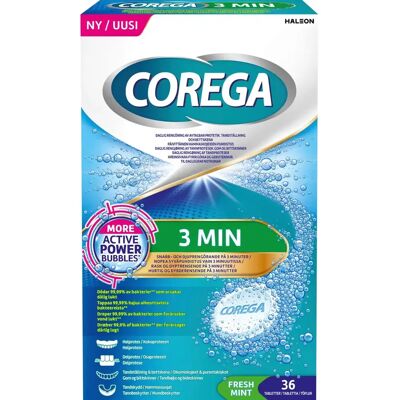 Corega Tabs 3Min Puhdistustabletit hammasproteesille - Proteesit Corega Tabs 3Min Puhdistustabletit hammasproteesille - Proteesit