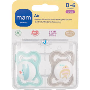 MAM Air tutti 2kpl, silikoni 0-6 kk MAM Air tutti 2kpl, silikoni 0-6 kk
