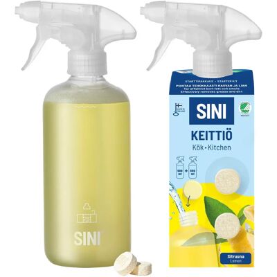 SINI Keittiöpuhdistusaine, starttipakkaus – pullo + 2 tablettia SINI Keittiöpuhdistusaine, starttipakkaus – pullo + 2 tablettia