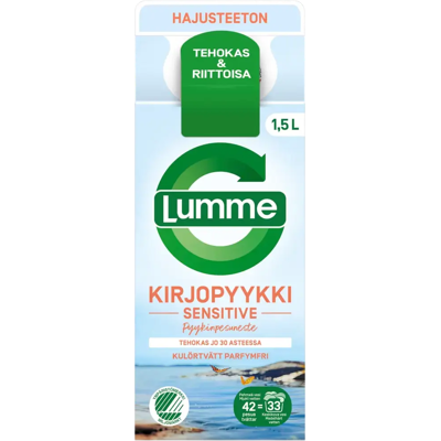 Lumme Kirjopyykki Sensitive tiivistetty pyykinpesuneste 1500ml Lumme Kirjopyykki Sensitive tiivistetty pyykinpesuneste 1500ml