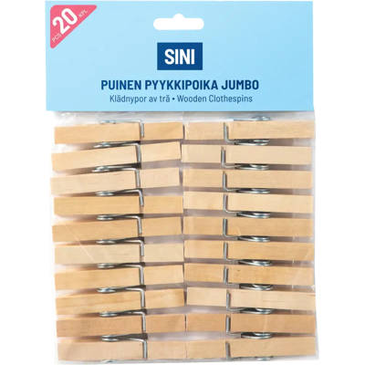SINI puinen pyykkipoika jumbo 20kpl SINI puinen pyykkipoika jumbo 20kpl