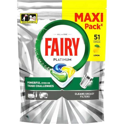 Fairy Platinum All in One Lemon 51kpl konetiskitabletti Fairy Platinum All in One Lemon 51kpl konetiskitabletti