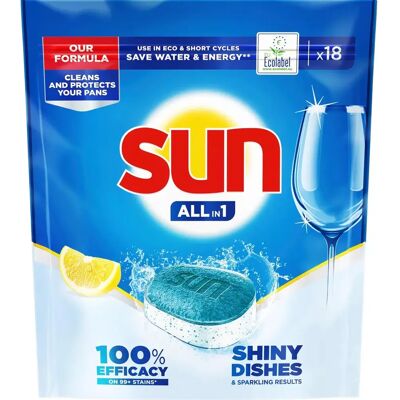 Sun Lemon All-in-1 konetiskitabletti ympäristömerkki 18 kpl Sun Lemon All-in-1 konetiskitabletti ympäristömerkki 18 kpl