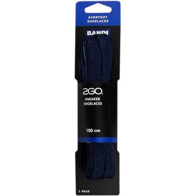 2GO Bandi litteät kengännauhat tennareihin 100 cm t.sininen 2GO Bandi litteät kengännauhat tennareihin 100 cm t.sininen