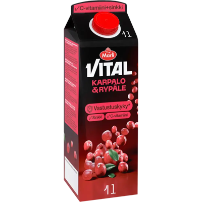 Marli Vital - Karpalo-rypälemehujuoma - 1 L - Hedelmämehu Marli Vital - Karpalo-rypälemehujuoma - 1 L - Hedelmämehu