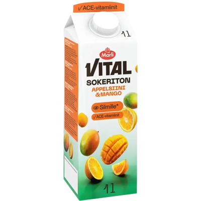 Vital Kevyt Marli Vital Sokeriton Appelsiini-mango mehujuoma 1 L Vital Kevyt Marli Vital Sokeriton Appelsiini-mango mehujuoma 1 L