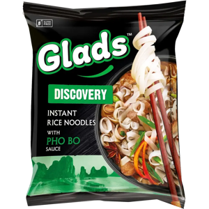 Glads Discovery Riisinuudeli Pho Bo kastikkeella 65 g Glads Discovery Riisinuudeli Pho Bo kastikkeella 65 g