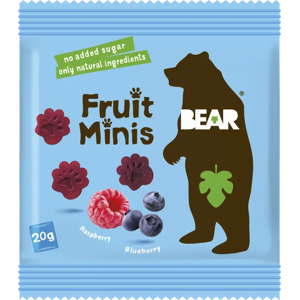 BEAR Fruit Minis Vadelma-Mustikka hedelmä- ja vihannespala20g BEAR Fruit Minis Vadelma-Mustikka hedelmä- ja vihannespala20g