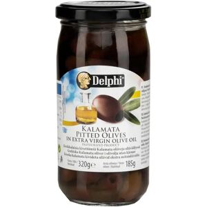 Delphi 340/185g kalamataoliivi kivetön oliiviöljyssä Delphi 340/185g kalamataoliivi kivetön oliiviöljyssä