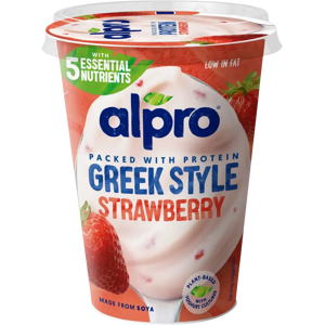 Alpro Greek Style Hapatettu soijavalmiste, mansikka 400g Alpro Greek Style Hapatettu soijavalmiste, mansikka 400g