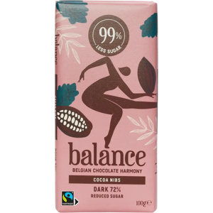 Balance Tumma suklaa kaakaonibseillä, sisältää makeutusainetta 100 g Balance Tumma suklaa kaakaonibseillä, sisältää makeutusainetta 100 g