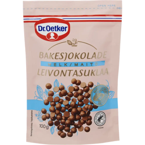 Dr. Oetker Maitosuklaanappi leivontaan 100g Dr. Oetker Maitosuklaanappi leivontaan 100g