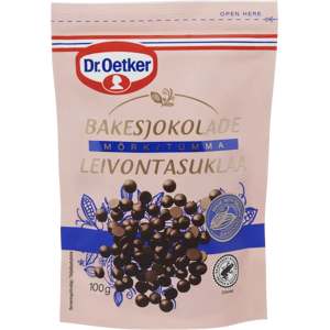 Dr. Oetker Tummasuklaanappi leivontaan 100g Dr. Oetker Tummasuklaanappi leivontaan 100g