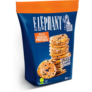 Elephant paahdetut pretzelit seesaminsiemenet veganinen 80g Elephant paahdetut pretzelit seesaminsiemenet veganinen 80g