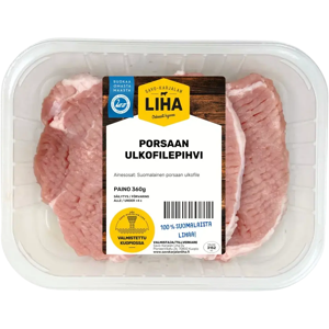 Savo-Karjalan Liha Oy Porsaan ulkofilepihvi 360g Savo-Karjalan Liha Oy Porsaan ulkofilepihvi 360g
