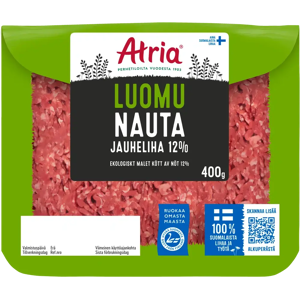 Atria Luomu Nauta Jauheliha 12% 400g Atria Luomu Nauta Jauheliha 12% 400g