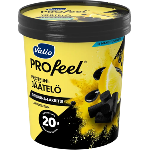 Valio PROfeel® jäätelö 480 ml sitruuna-lakritsi laktoositon Valio PROfeel® jäätelö 480 ml sitruuna-lakritsi laktoositon