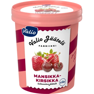 Valio jäätelö mansikka-kirsikka laktoositon 480 ml Valio jäätelö mansikka-kirsikka laktoositon 480 ml