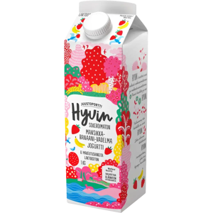 Juustoportti Hyvin jogurtti 1 kg mansikka-banaani-vadelma laktoositon Juustoportti Hyvin jogurtti 1 kg mansikka-banaani-vadelma laktoositon