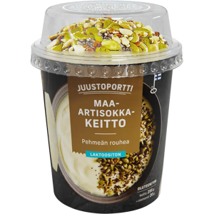 Juustoportti Pehmeän Rouhea Maa-artisokkakeitto 315g laktoositon gluteeniton Juustoportti Pehmeän Rouhea Maa-artisokkakeitto 315g laktoositon gluteeniton