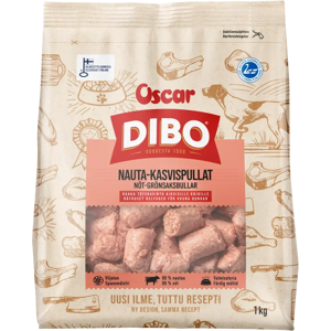 DIBO Nauta-kasvispullat raakapakastettu täysravinto koirille 1kg DIBO Nauta-kasvispullat raakapakastettu täysravinto koirille 1kg