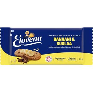 Elovena 30g banaani & suklaa täysjyvä välipalakeksi 100% kauraa Elovena 30g banaani & suklaa täysjyvä välipalakeksi 100% kauraa