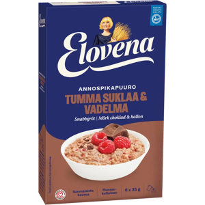 Elovena 210g tumma suklaa & vadelma annospikapuuro Elovena 210g tumma suklaa & vadelma annospikapuuro