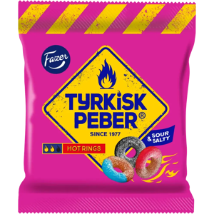 Fazer Tyrkisk Peber Hot Rings karkkipussi 150g Fazer Tyrkisk Peber Hot Rings karkkipussi 150g