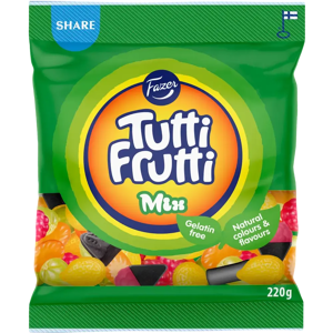 Fazer Tutti Frutti Mix karkkipussi 220g Fazer Tutti Frutti Mix karkkipussi 220g